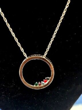 Elegant Silver Necklace with Multicolor Gemstones Birthstones